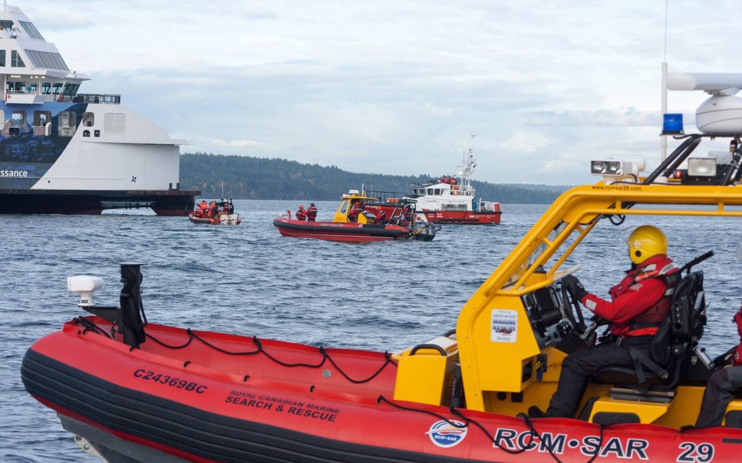 RCMSAR Crews Respond to Simulated Ferry Fire in Exercise Salish Sea 2017