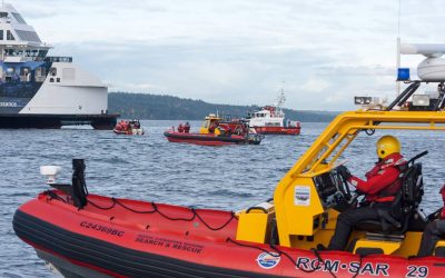 RCMSAR Crews Respond to Simulated Ferry Fire in Exercise Salish Sea 2017